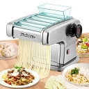 Poafamx 電動パスタマシン 製麺機 自動パスタメーカー 2.5mm/4mmカッター 9段階厚さ調整 135w ステンレス そば/餃子/うどん/生パスタなど...
