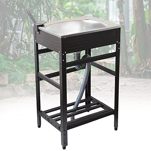 iimono117 流し台 屋外 ブラウン フルセット ガーデンシンク キッチンシンク アルミ シンク ステンレス..