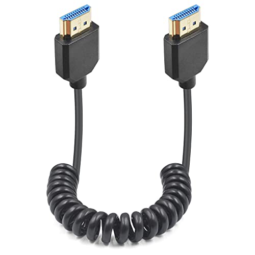 Duttek 8K HDMI 2.1 ケーブル、HDMIコイルケーブル、48Gbps HDMIケーブル短い、OD4.0mm 極薄HDMIオスオスケーブル、HDR対応 8K 60Hz解像度 下位互換 4K Ultra HD 1080p 3D (1.2m)
