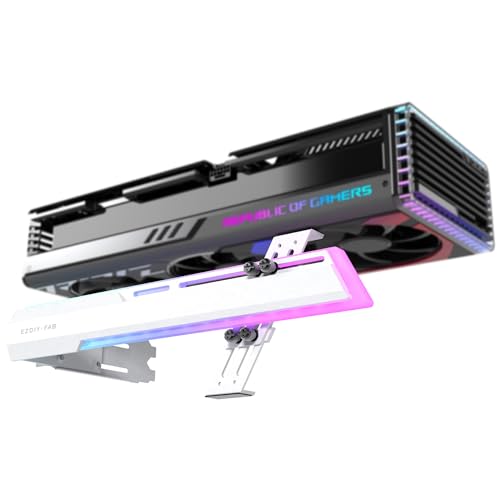 EZDIY-FAB 汎用ビデオカードホルダー GPUブレースサポート グラボ 支え gpu サポート 伸縮構造ブラケット ARGB 5V 3PINマザーボードの同期 グラフィックカードを固定する GPUを支える GPUブラケット GPUスタンド - 白