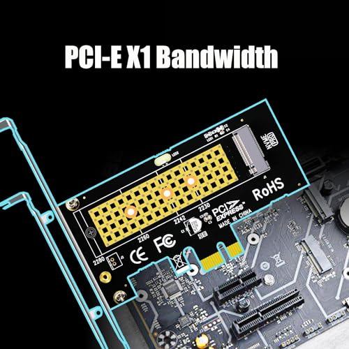 GLOTRENDS PA09-X1 M.2 PCIe X1変換アダプターカード、M.2 PCIe 4.0/3.0/2.0 SSD (NVMe/AHCI Key M)用M.2ネジ付き、M.2 SSD 拡張カード、PCIe X1/X4/X8/X16 レーンに対応、PCIe X1帯域幅だけ - Image 2