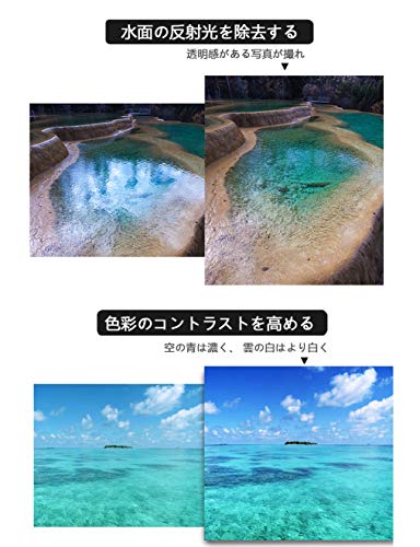 Chack0605の62mm 円偏光フィルター CPL レンズフィルター、コントラスト上昇・反射除去用 ねじ込み式 各メーカー対応 (62mm)｜アングル3