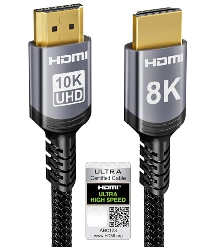 Sniokco 10K 8K 4K HDMI 2.1 ケーブル 1M、認証済み48Gbps超高速HDMI® ケーブル 0.01ms 4K 240Hz 165Hz 120Hz 8K 60Hz 2K 165Hz eARC Dolby Atmos Netflix HDCP 2.3 2.2 DTS:X HDR10+ VRR テレビ モニター プロジェクター Roku