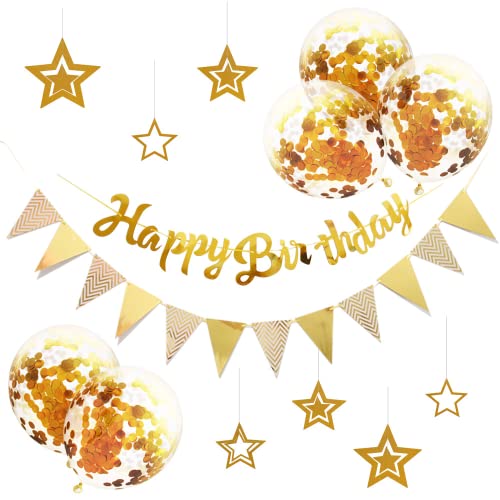 誕生日 バルーン 飾り付け 風船セット ハッピー バースデー HAPPY BIRTHDAYガーランド ハート風船 紙吹雪風船 ドットシール 装飾 パーティー お祝い サプライズ (ゴールド)・💖【やさしい素材】環境にやさしいキラキラ紙で、すべての装飾はゴールドの色で、ゴールデンテーマパーティーにぴったりです。すべての装飾は高であり、複数回再利用できます。注意：6歳以上のみご利用にご注意ください・💖【充実のセット内容】豪華オールインパッケージの装飾セット。 バルーンX5、Happy BirthdayガーランドX1、三角ガーランド×1、星付き；おしゃれなデコレーションで簡単おしゃれ🎶楽しいデコレーションセットです。自由な組み合わせでフォトジェニックな空間に大変身。・💖【簡単！アレンジ】 金の紙のファンはすぐに使えるお部屋の装飾セットです。作り方は簡単でお部屋の天井から吊るしてもよし♪壁にマスキングテープで貼るなどしてもよし♪ 床に並べても飾るのもよし♪ 簡単でオシャレに色々な使い方でお楽しみ頂くことが出来、飾り付けが苦手な方でも大丈夫です。・💖【使用シーン】 お誕生日のお祝いなど、様々な記念💑に残るシーンでこんなかわいいお部屋のデコレーションはいかがでしょうか。お子さまやお友達、大切な人の大切な記念日を華やかにお祝い出来ます。このセットを使えば、✨豪華✨におしゃれな空間に！ブランド: Wikrtoriaメーカー: WikrtoriaJAN: 9339036268636