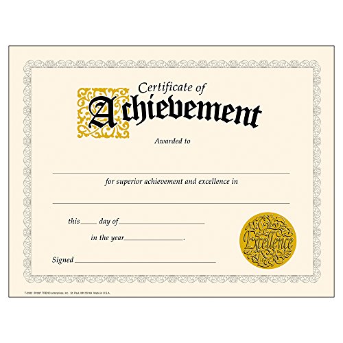 英語版賞状　"CERTIFICATE OF ACHIEVEMENT"[T2562]・英文版の証書・子供の名前／事項を記入して先生のサインと日付を入れて贈ります・紙質は普通紙と同程度・30枚綴りブランド: Trend Enterprisesメーカー: TREND enterprises社型番: T-2562JAN: 0078628025620