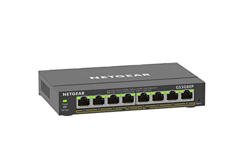 ネットギア アンマネージプラス スイッチングハブ ギガ8ポート PoE+(全体62W) 卓上型コンパクト GS308EP VLAN QoS 静音ファンレス 省電力 5・PoE+(802.3at)にしたギガビット 10/100/1000Mbps 8ポート アンマネージスイッチ・PoE+ポート × 8 (スイッチ全体で62Wまで給電可能)。無線LANアクセスポイントやIP監視カメラ、IP電話機に最適。・VLAN(ポート、タグ)、QoS(802.1p, DSCP, ポート)、マルチキャスト(IGMPスヌーピングv1/2/3)。・騒音源となる冷却ファンが不要で放熱性能の高い金属筐体。手のひらサイズのコンパクト設計。・コネクタタイプ:: イーサネットブランド: NETGEARメーカー: ネットギア型番: GS308EP-100JPSJAN: 0606449153064