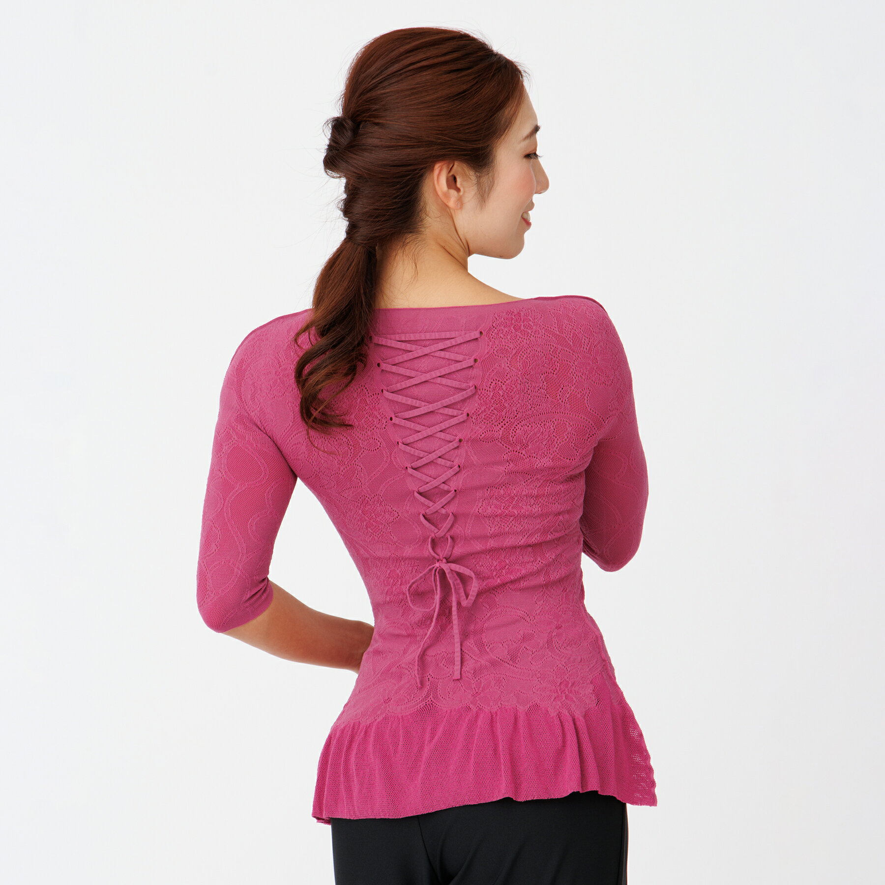 【チャコット 公式(chacott)】【ノーソーイングニット】レースアップペプラムニットトップのサムネイル