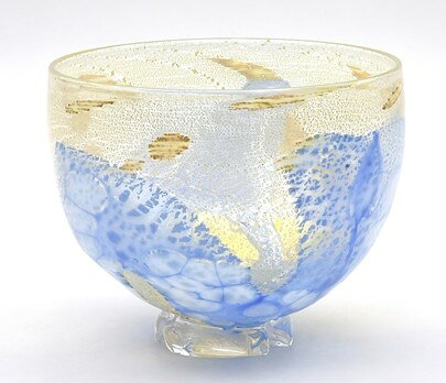 義山茶碗　風紋　ターコイズブルー　片岡操作（桐箱）※冷茶用