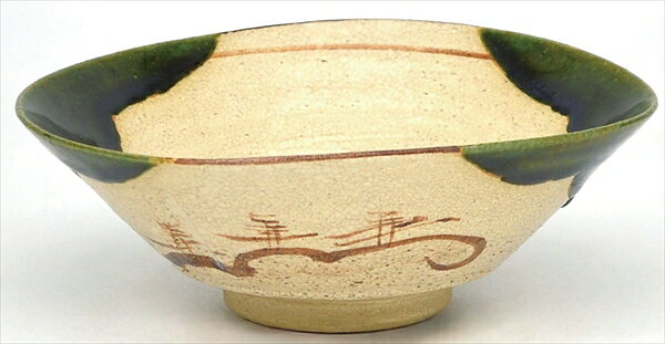平茶碗　織部　松本鉄山作（化粧箱）