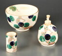 茶箱 陶器三点セット(抹茶茶碗/振出/巾筒) 仁清 唐松 香泉作(化粧箱)