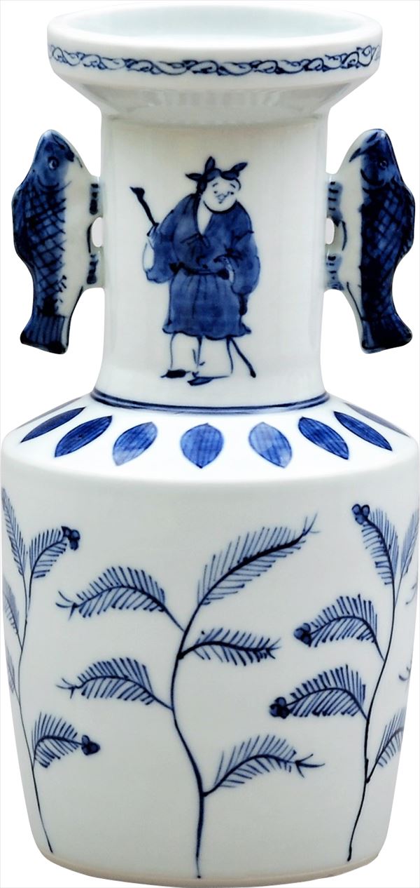 花入　染付　高砂　高野昭阿弥作（桐箱）