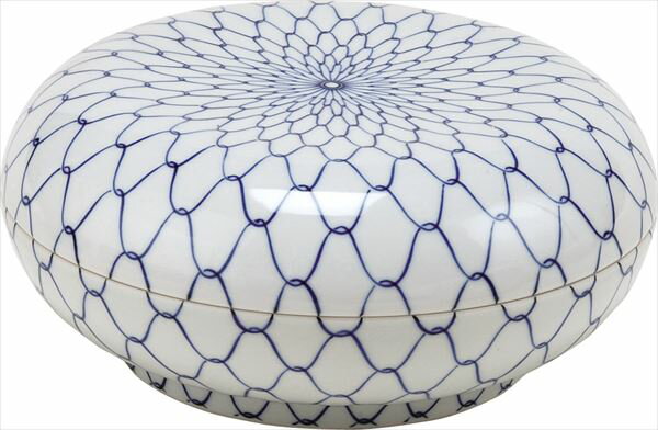 高野昭阿弥作(桐箱)食籠 染付 網目