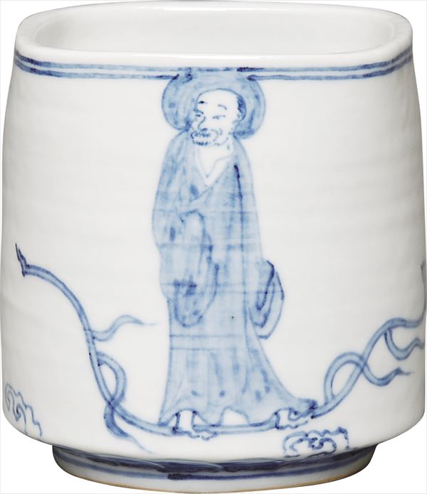 火入　染付羅漢四方　景徳鎮　王懐英作（桐箱）