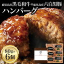 鹿児島 黒毛和牛 黒豚 ハンバーグ 80g 6個入 | 母の日 父の日 ギフト 鹿児島県産 ミックスハンバーグ A5 ランク 黒豚ハンバーグ 六白黒豚 国産 和牛 贅沢 詰め合わせ 詰合せ 冷凍 豚ひき肉 セット 洋風 京都 宇治 ヤマサン