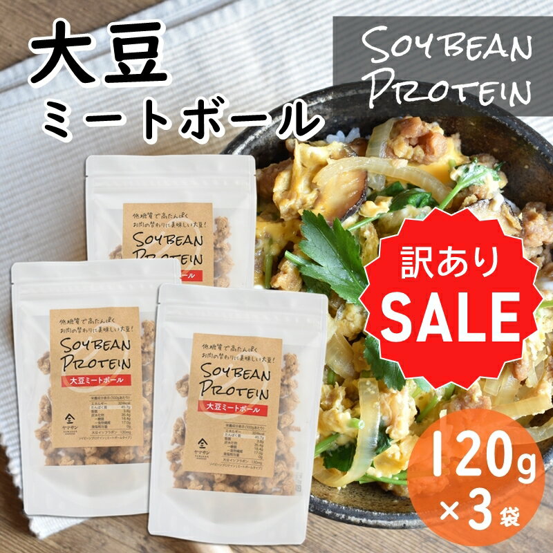 【訳ありセール・さらにお得な3袋セット】SOY BEAN PROTEIN 大豆ミートボール（120g×3袋）| ソイビーン シリアル 大豆ミート 大豆プロテイン 大豆イソフラボン 低糖質 グルテンフリー ソイミート 大豆ミートダイエット 代替肉 ヴィーガン ベジタリアン 京都 宇治 ヤマサン