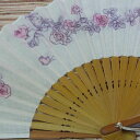 婦人用ガーデン扇子(ローズ 薔薇 綿 中国製 房付)【夏 女性 母の日 敬老の日ギフト プレゼント 贈り物】(メール便選択可)