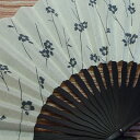 和風婦人用モノトーン扇子(生成、白、ホワイト・桜・綿・中国製)【夏 女性 母の日 敬老の日ギフト プレゼント 贈り物】(メール便選択可)