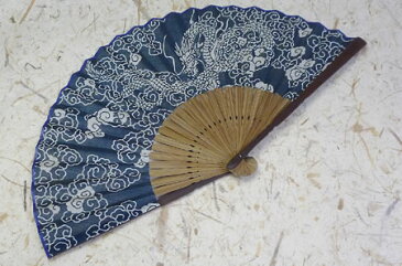 和風紳士用浴衣プリント扇子(雲・龍)(綿・箱入)【ゆうパケット便選択可/夏/男性/父の日ギフト】(のし不可)