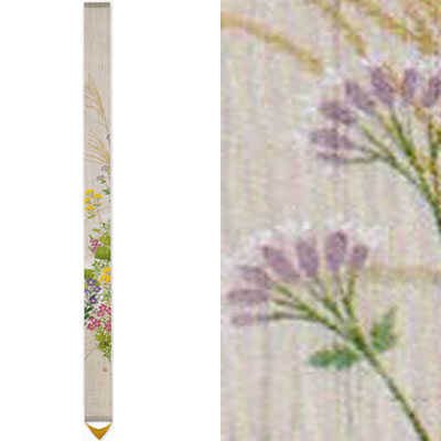 【お取り寄せ】麻洛粋手描き細タペストリー『秋の七草』（掛軸、和風タペストリー）化粧箱入【日本製 秋 花】