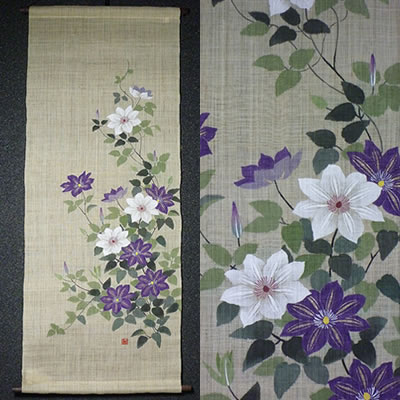 送料無料❗️麻100% タペストリー❗️松竹梅 壁掛け 型絵染め