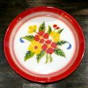 【ホーロー平皿：22cm】【A：22cm】華やかな花柄　皿タイ料理　エスニック料理タイ雑貨　アジアン雑貨食器　陶器