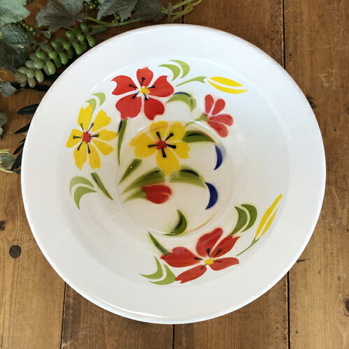 樂天商城 - 【ホーローボール：21cm】【C：ボール型：21cm】華やかな花柄　皿タイ料理　エスニック料理タイ雑貨　アジアン雑貨食器　陶器