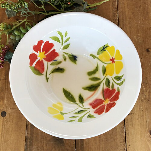 乐天商城 - 【ホーローボール：21cm】【D：ボール型：21cm】華やかな花柄　皿タイ料理　エスニック料理タイ雑貨　アジアン雑貨食器　陶器