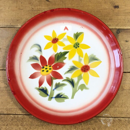 樂天商城 - 【OUTLET】やや傷あり【ホーロー平皿：23cm】【A：23cm】華やかな花柄　皿タイ料理　エスニック料理タイ雑貨　アジアン雑貨食器　陶器