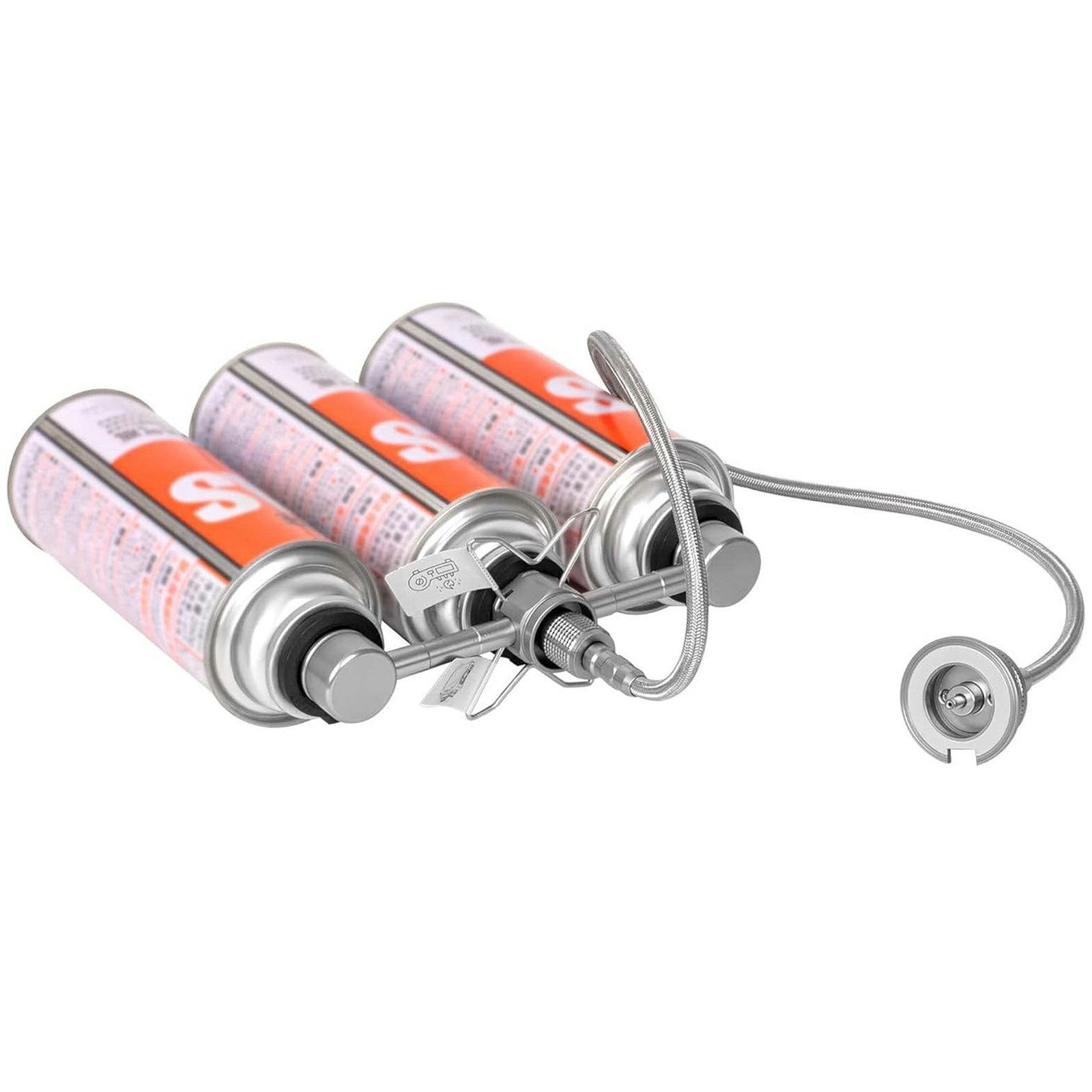 カセットボンベ外付け用ソケット CB缶 ガスステーション セイフティースタンド型 3本連結式 CB缶 カセットボンベ増設用 OD缶からCB缶へ変換可能 ガスステーション 逆止弁内蔵 カセットコンロ ガスストーブ シングルバーナー ツーバーナーにも対応