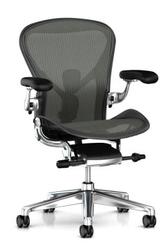 アーロンチェア リマスタード Bサイズ グラファイト/ポリッシュドベース ポスチャーフィットSL DC1キャスター AeronChairs Remastered 新型 チェア引取サービス/ヤマト家財便 Aeron Chair HermanMiller