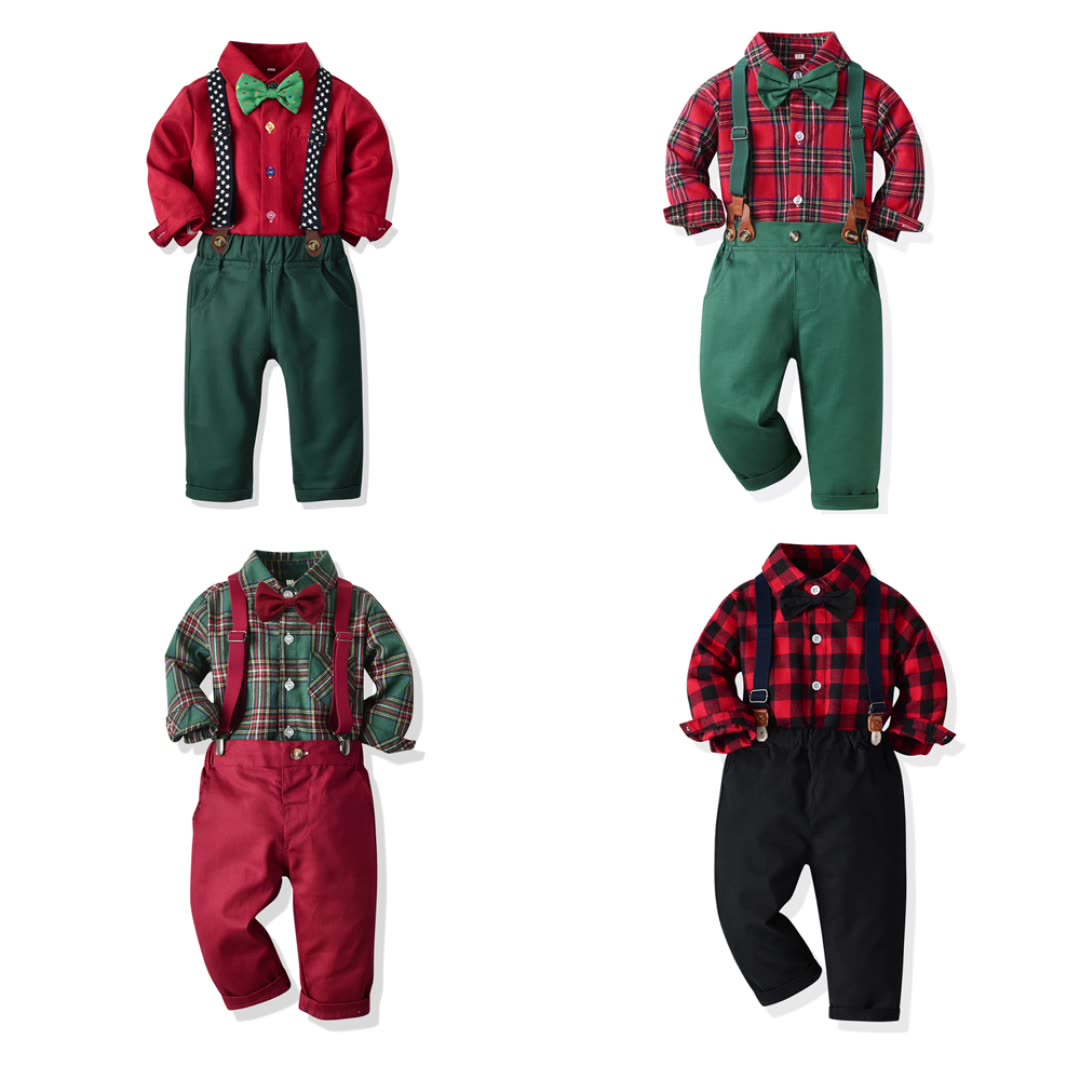 シャツセットアップ ネクタイ クリスマス セットアップ サロペット 長袖 パンツ ロング丈 キッズ 衣装 長袖 子供 クリスマス服 チェック柄 ドレス 子供服 ...