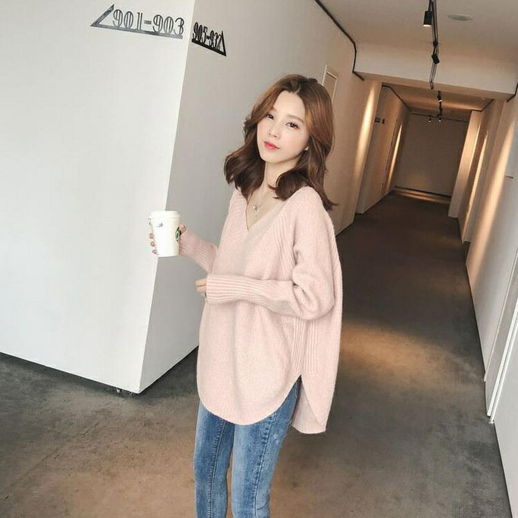 レディース ニット セーター プルオーバー Vネック 長袖 冬 厚手 ゆったり 外出用 トップス カジュアル フェミニン 大人可愛い 清楚 ガーリー シンプル 上品 トレンド 人気 新作 着回し 体型カバー 防寒 あったか 暖かい 快適 柔らか素材 学生 通勤 休日 デイリーコーデ