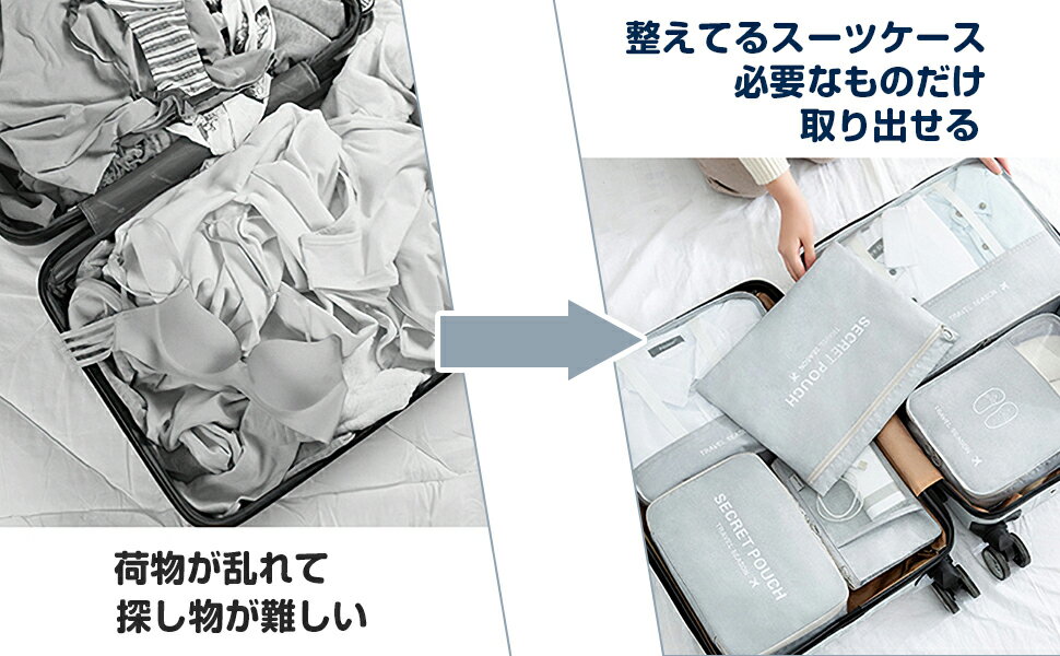 《お得な♪35％OFFクーポン 1日23:59迄》【楽天1位】トラベルポーチ 8点セット カチオン性素材 アレンジケース 出張 旅行衣類整理収納用 パッキングポーチ 下着/洗面用具/シューズ/小物入れ 旅行用便利グッズ 旅行用ポーチ