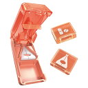 実用的 Fullicon錠剤カッター+ケース2個セット・ピンク 隠し刃安全ガード機能 薬の滑り止めシート付 簡単操作 使いやすい 便利 おしゃれ