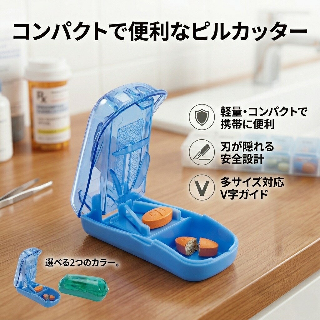 Fullicon 「切りやすく」「持ちやすく」「使いやすい」ピルカッター 錠剤カッターピルカッター 錠剤カッター 安全ガード付 簡単 錠剤収納 薬カッター 薬ケース 使いやすい Fullicon 「切りやすく」「持ちやすく」「使いやすい」カッター 5