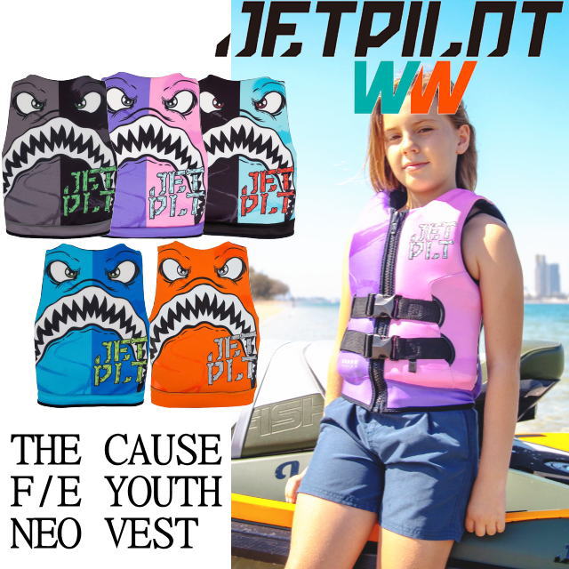 ★大人気★店頭在庫より【JETPILOT/ジェットパイロット】JA20211　《THE　CAUSE　SHARK　F/E　KIDS　NEO　AUST　STNDS　VEST》海に川にプールに　キッズライフジャケット　子供用ライフジャケット