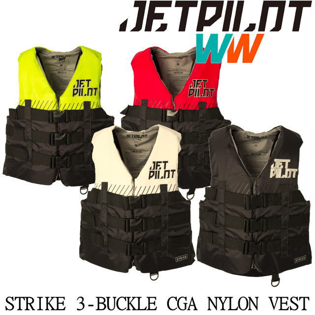 JETPILOT/ジェットパイロット】JA22126CGA 　STRIKE　3BUCKLE　CGA　NYLON　VEST　MENS・ナイロンベスト・3バックル　ナイロンライフジャケット　USCG3　JCI予備検査合格実績型　ジェットスキー 救命胴衣