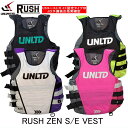 【UNLIMITED・アンリミテッド 】　 RUSH　ZEN　S/E　VEST　 サイドエントリーベスト　USCGタイプ3　JCI予備検査合格実績型 日本小型船舶検査(特殊限定)法定備品対応 レースシーンをバックボーンとしたサイドエントリーベストは軽量なナイロン仕様で 前面をフラットにすることでライディング時のストレスを軽減し、右サイドのダブルストラップは着脱も簡単です。 【UNLIMITED　RUSHシリーズについて】 プロライダーと連携しながら、PWCの「パワー」「スピード」「安定性」を最大限に引き出すウェアの仕様・ スペックにこだわり、より高いパフォーマンスを追及しています。 スペックだけでなく、デザインにおいても時代に則したスマートさをライダーが体現する ウェアデザインを目指しています。 ■MATERIAL　ナイロンOX・PVCラバーフォーム ■適応胸囲サイズ S/M ：胸囲 81-102cm L/XL：胸囲 107-127cm　 ※米国サイズのため国内規格よりサイズが大きくなります。 ■USコーストガード認定TYPE3 ■JCI予備検査合格実績型 1,ベルトを内蔵させることで、着用時の引っ掛かりを解消。 2.直接内側のフォームを締め付け外側にしわが出ません。 3.サイドバックルでベストをしっかりと体にフィットさせます。 4.サイドオープンで着脱がより容易になりました。 5.船舶免許証などを収納可能なマジックテープ付インナーポケット装備 6.緊急時に存在を知らせる救命ホイッスル付き 7.PWCのキルスイッチやその他の用途に使用できるDリング付き パーソナルウォータークラフト　PWC　水上オートバイ 水上バイク　Kawasaki 　JETSKI　ジェットスキー　SEADOOYAMAHA　MARINEJET マリンジェット　救命胴衣 　小型船舶　特殊　JCI検査　日本小型船舶検査機構　船検　SUP　ウエイクボード 　マリンスポーツ　ウエットスーツ　川遊び　海水浴　ライフベスト　ライフジャケット