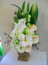 【送料無料】【お供え】【お悔み】【花】 （白 グリーン）お盆　お供え花 f5007