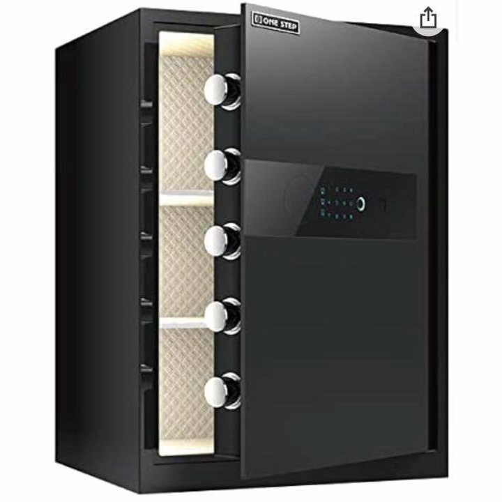 電子金庫 タッチパネル (60cm, 黒) 指紋認証 アラーム機能付き 壁付け対応　w1158