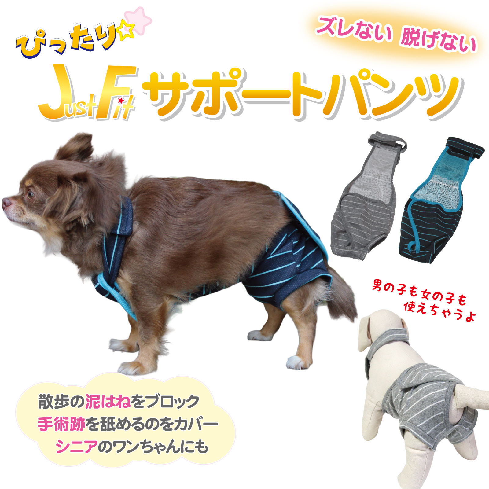【日本製】ズレない・脱げない ペット用 JF★サポートパンツ｜TENNY 生理パンツ 快適 洗濯可 軽やか おしゃれ 小型犬 中型犬 大型犬 おでかけ 生理 ナプキン 犬 ヒート 女の子 メス 雌避妊 介護 術後 かわいい お散歩 おでかけ おむつ オムツ マナー パンツ ペット服