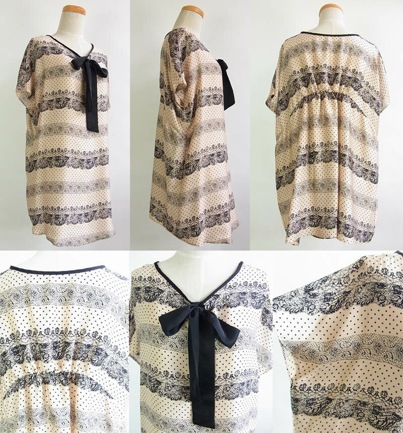 レースボーダープリントチュニック