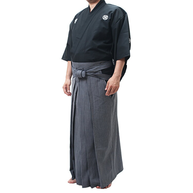 バイオクリーン「清(さやか)」居合道衣 紋付用着物袖＋最高級縞袴セット【高級 居合道着 セット】【西陣仕立居合衣・袴セット】