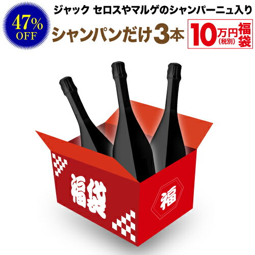 【 P5倍 】送料無料 209,000円(税込)相当が入って110,000円(税込)！ シャンパンだけ3本 10万円(税別)福袋 2023年 シャンパーニュ 辛口 ワイン福袋 ワインセット 虎期間:5/23 20:00～27 1:59