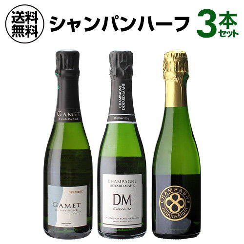 【1本あたり4 582円】 送料無料ハーフボトル セットシャンパン飲み比べハーフ 3本セットシャンパンセット シャンパーニュ ハーフ 高級シャンパン プレゼント 浜運 あす楽