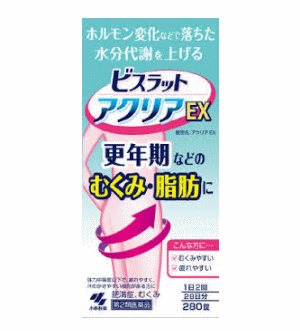 商品の特長 ●1日2回の服用で更年期などのむくみ・脂肪を落とします ●低下した水分代謝を活性化し、溜まった水分を押し出します ●特にむくみがちな方、体脂肪を減らしたい方に適した漢方薬です ●6種類の生薬からなる防已黄耆湯（ボウイオウギトウ）を、服用しやすい錠剤にしました ●効き目※のサインは、尿量が増えることです　※むくみへの効果のこと 内容量 280錠 効能・効果 体力中等度以下で、疲れやすく、汗のかきやすい傾向があるものの次の諸症：肥満症（筋肉にしまりのない、いわゆる水ぶとり）、むくみ、肥満に伴う関節の腫れや痛み、多汗症 用法・用量・使用方法 次の量を食前又は食間に水又はお湯で服用してください [年齢・・・1回量・・・1日服用回数] 大人（15才以上）・・・5錠・・・1日2回 15才未満・・・服用しない ＜用法・用量に関連する注意＞ 定められた用法・用量を厳守すること ●食間とは「食事と食事の間」を意味し、食後約2-3時間のことをいいます 有効成分(10錠中) 防已黄耆湯エキス（ボウイ 5.0g、オウギ 5.0g、ビャクジュツ 3.0g、ショウキョウ 1.0g、タイソウ 3.0g、カンゾウ 1.5g より抽出）・・・3.2g ＜添加物＞ 二酸化ケイ素、クロスCMC-Na、ステアリン酸Mg、タルク、セルロース、ヒプロメロース、マクロゴール、カルナウバロウを含有する ●本剤は天然物(生薬)を用いているため、錠剤の色が多少異なることがあります。 使用上の注意 本剤を服用している間は、次の医薬品を服用しないこと。 他の瀉下薬（下剤） 授乳中の人は本剤を服用しないか、本剤を服用する場合は授乳を避けること。 次の人は服用前に医師または薬剤師に相談すること。 (1)医師の治療を受けている人。 (2)妊婦または妊娠していると思われる人。 (3)体の虚弱な人（体力の衰えている人、体の弱い人） (4)胃腸が弱く下痢しやすい人。 (5)今までに薬により発疹・発赤、かゆみなどを起こしたことがある人。 服用に際しては、添付文書をよく読むこと。 直射日光の当たらない湿気の少ない涼しいところに密栓して保管すること。 小児の手の届かないところに保管すること。 文責 登録販売者　大西　隆之 広告文責 (株)フェリックスコーポレーションお客様専用ダイヤル 06-6556-6663 メーカー（製造） 小林製薬株式会社 区分 日本製・第2類医薬品 　　 【医薬品使用期限について】医薬品の使用期限は365日以上のあるものをお送りします。【医薬品販売に関する記載事項】（必須記載事項）はこちら