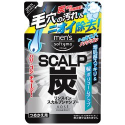 【コーセーコスメポート】メンズ ソフティモ リンスイン スカルプシャンプー 炭 400ml つめかえ【皮脂除去】【頭皮ケア】