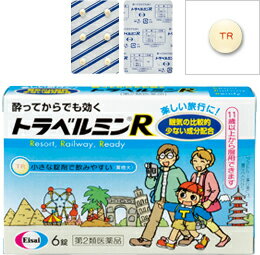 【第2類医薬品】薬)エーザイ トラベルミンチュロップ ぶどう味 6錠 子供用 乗り物酔い止め 眠気ざまし 医薬品