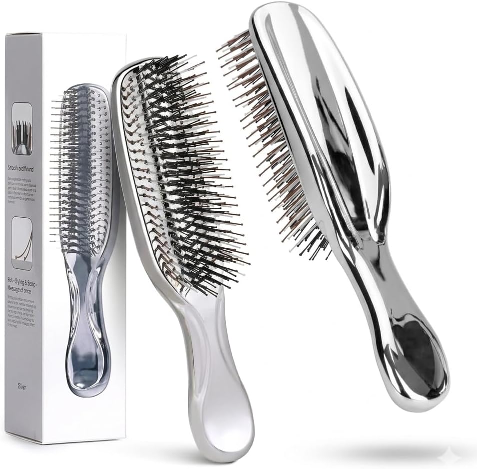 乐天商城 - 【送料無料】銀メッキ 静電気防止ヘアブラシ スカルプケア 艶髪 乾湿両用 プロ仕様 美容室推奨 ギフト