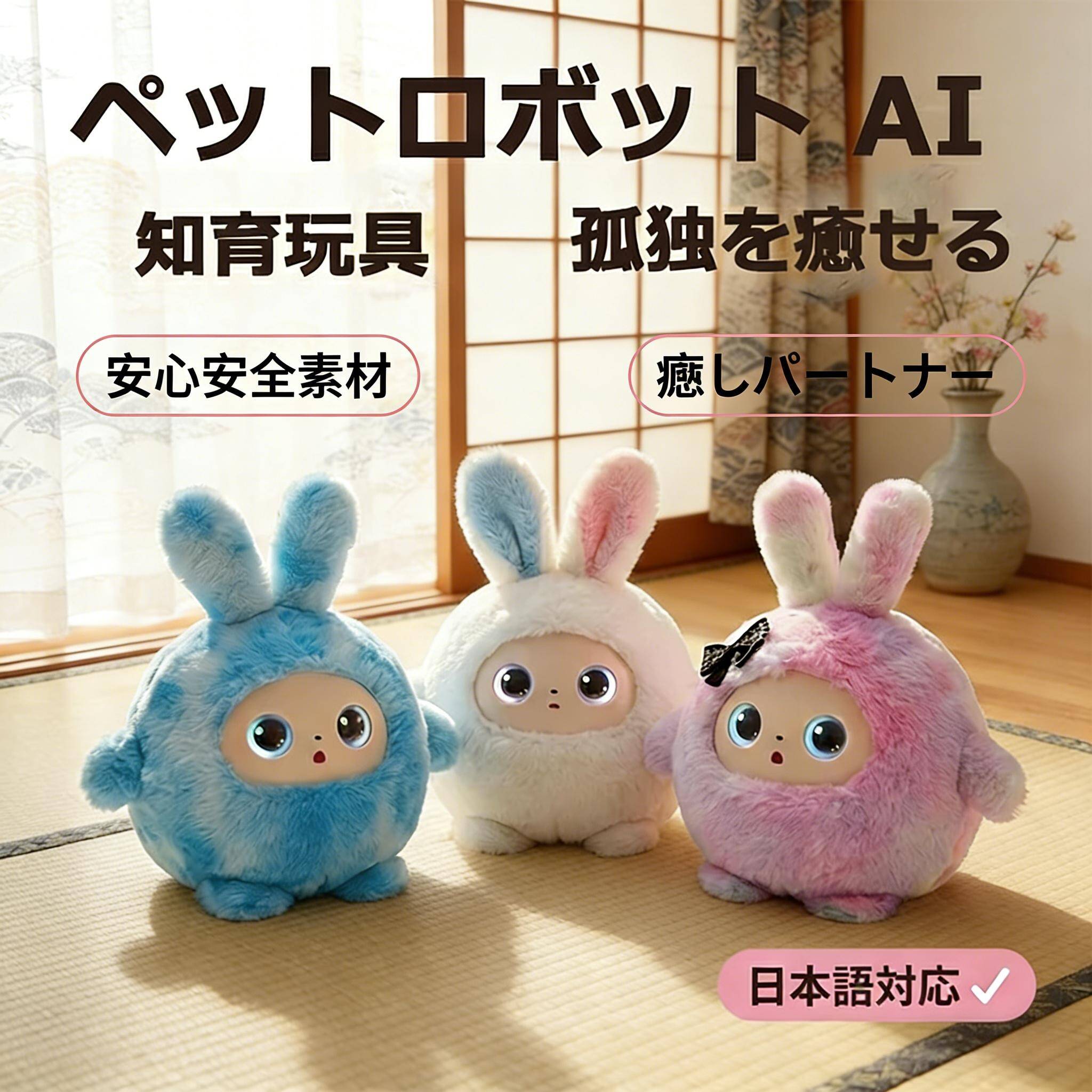 樂天商城 - 【最大2,000円OFFクーポン】AI 搭載 ペットロボット ミーア ネコ型 /ふわふわうさぎ ぬいぐるみ おしゃべり 動く 感情が通じる 着せ替え 音声認識 11 言語対応 日本語 / 英語 会話 AI 学習 知育玩具 子供 高齢者 一人暮らし 孤独癒し パートナー 誕生日プレゼント